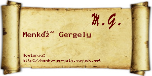Menkó Gergely névjegykártya